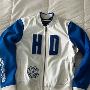 Harley-Davidson White and Blue Bomber Jacket